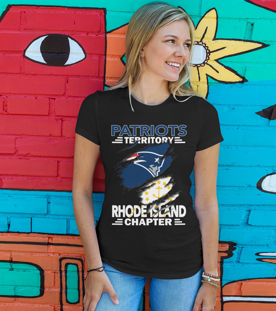 Patriots Territory Rhode Island Chapter Patriots Logo And Rhode Island Flag Elements T-Shirt