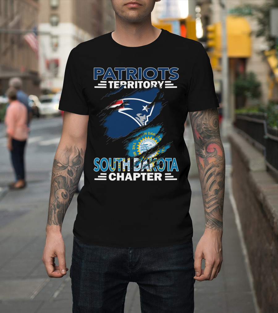 Patriots Territory South Dakota Chapter New England Patriots Logo and South Dakota Seal T-Shirt