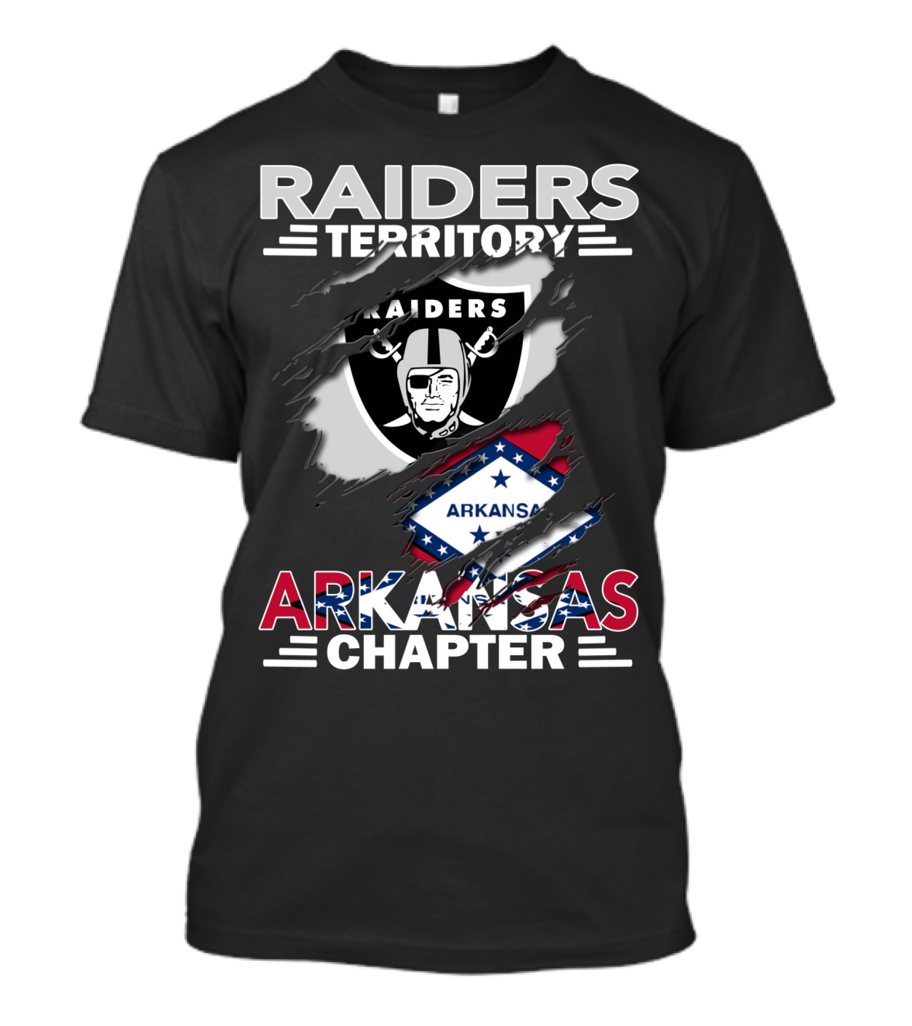 Raiders Territory Arkansas Chapter With Raiders Logo And Arkansas Flag T-Shirt