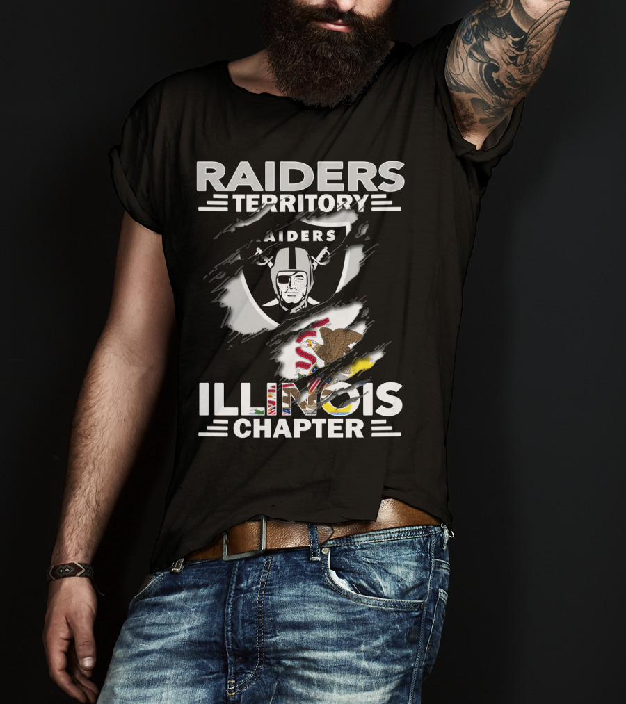 Raiders Territory Illinois Chapter Raiders Logo And Illinois State Flag T-Shirt