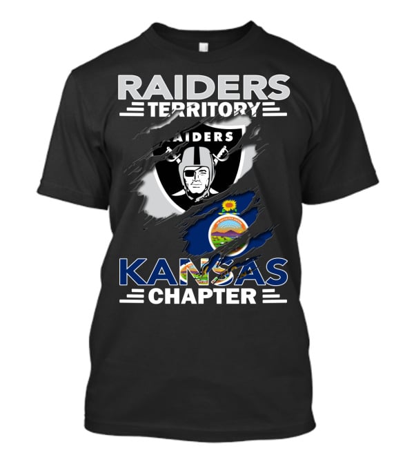 Raiders Territory Kansas Chapter עם סמל ומשני דגלים T-Shirt