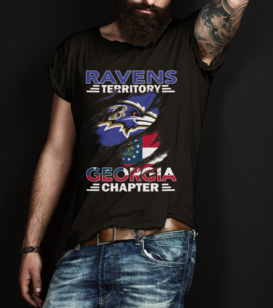Ravens Territory Georgia Chapter Baltimore Team Fan Group Flag T-Shirt