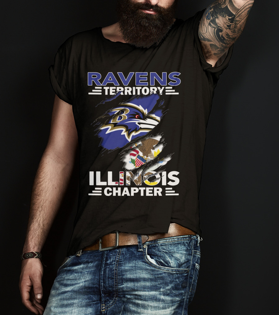 Ravens Territory Illinois Chapter Baltimore Ravens Logo Illinois State Flag T-Shirt