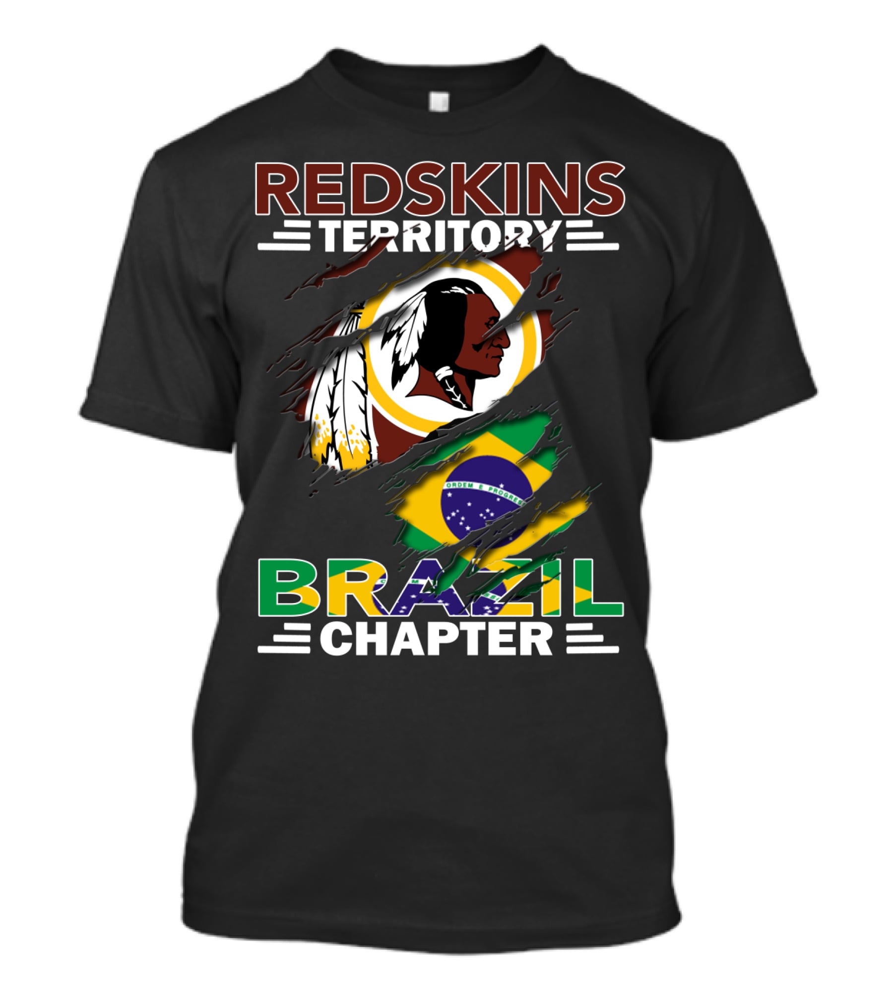 Redskins Territory Brazil Chapter Nfl Team Logo And Brazil Flag T-Shirt
