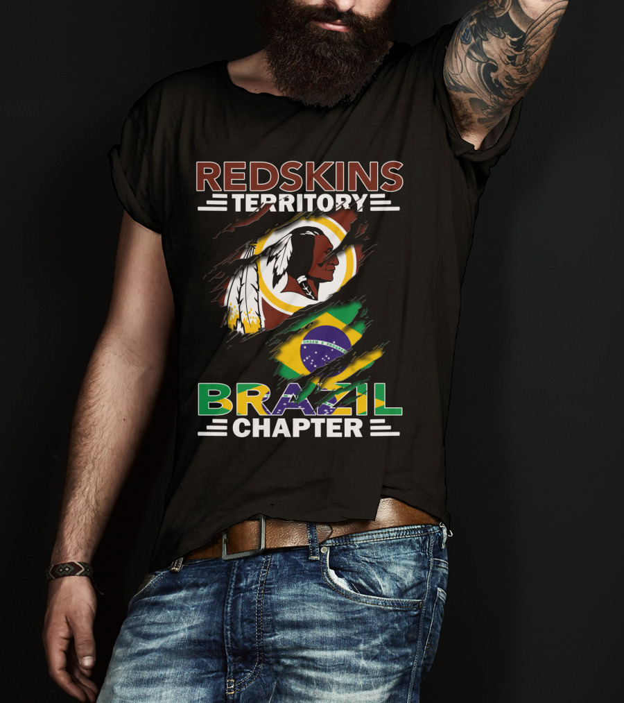 Redskins Territory Brazil Chapter Nfl Team Logo And Brazil Flag T-Shirt