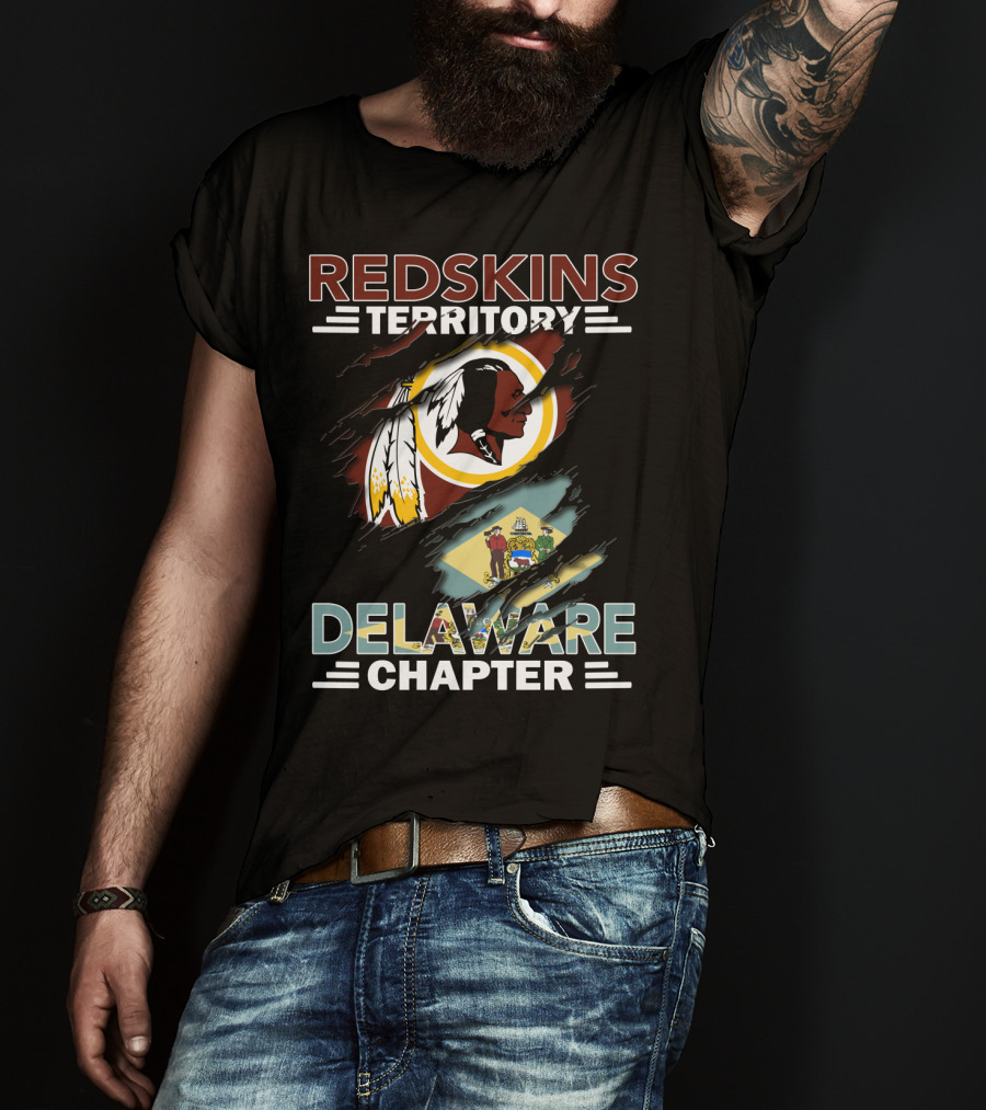 Redskins Territory Delaware Chapter Emblem With State Flag Elements T-Shirt