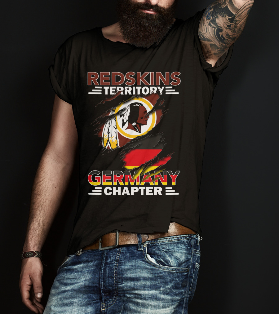 Redskins Territory Germany Chapter Football Fan Logo With Flag T-Shirt