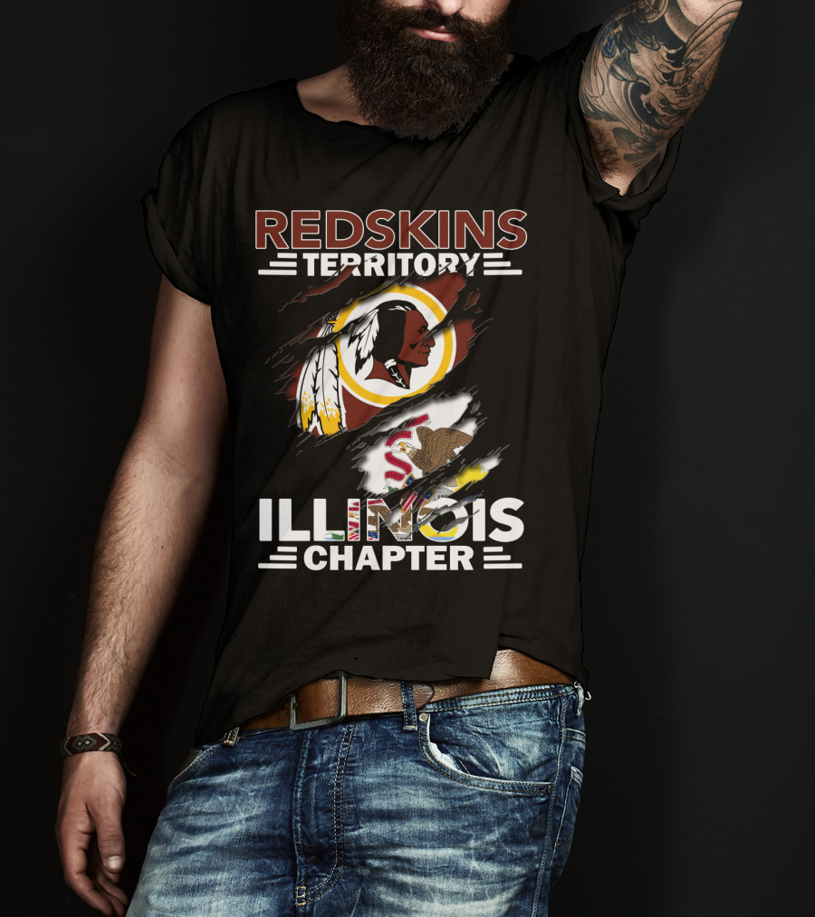 Redskins Territory Illinois Chapter Nfl Logo Illinois State Flag T-Shirt