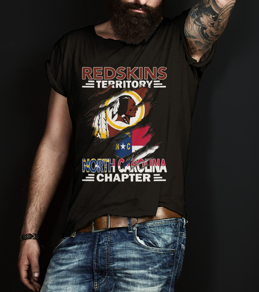 Redskins Territory North Carolina Chapter Redskins Logo With North Carolina Flag T-Shirt