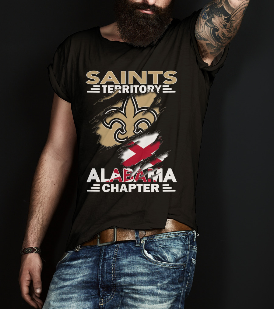 Saints Territory Alabama Chapter Fleur-DE-Lis And Cross Flag T-Shirt