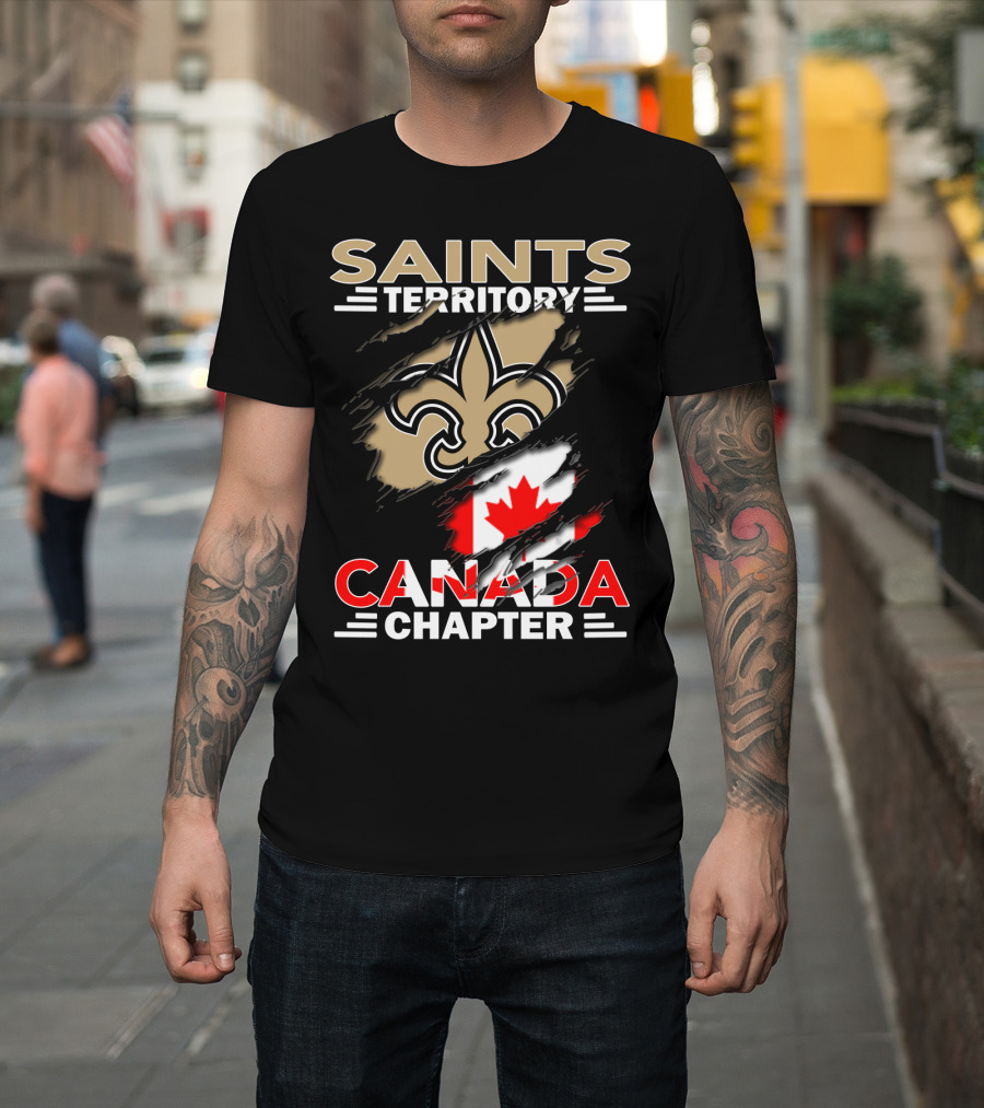 Saints Territory Canada Chapter Fleur-de-Lis and Maple Leaf T-Shirt