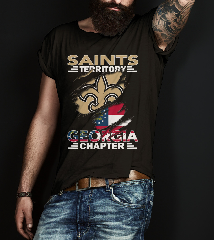 Saints Territory Georgia Chapter Fleur-De-Lis Georgia Flag T-Shirt