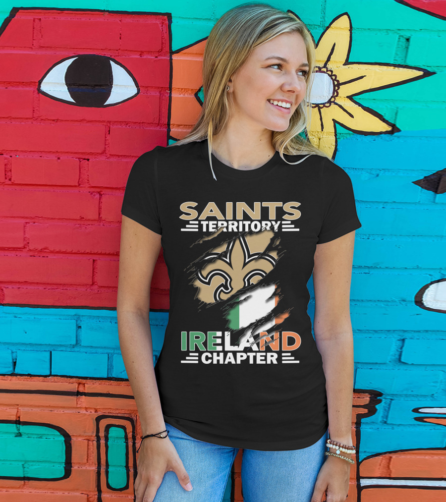 SAINTS TERRITORY IRELAND CHAPTER Fleur-de-Lis With Irish Flag T-Shirt
