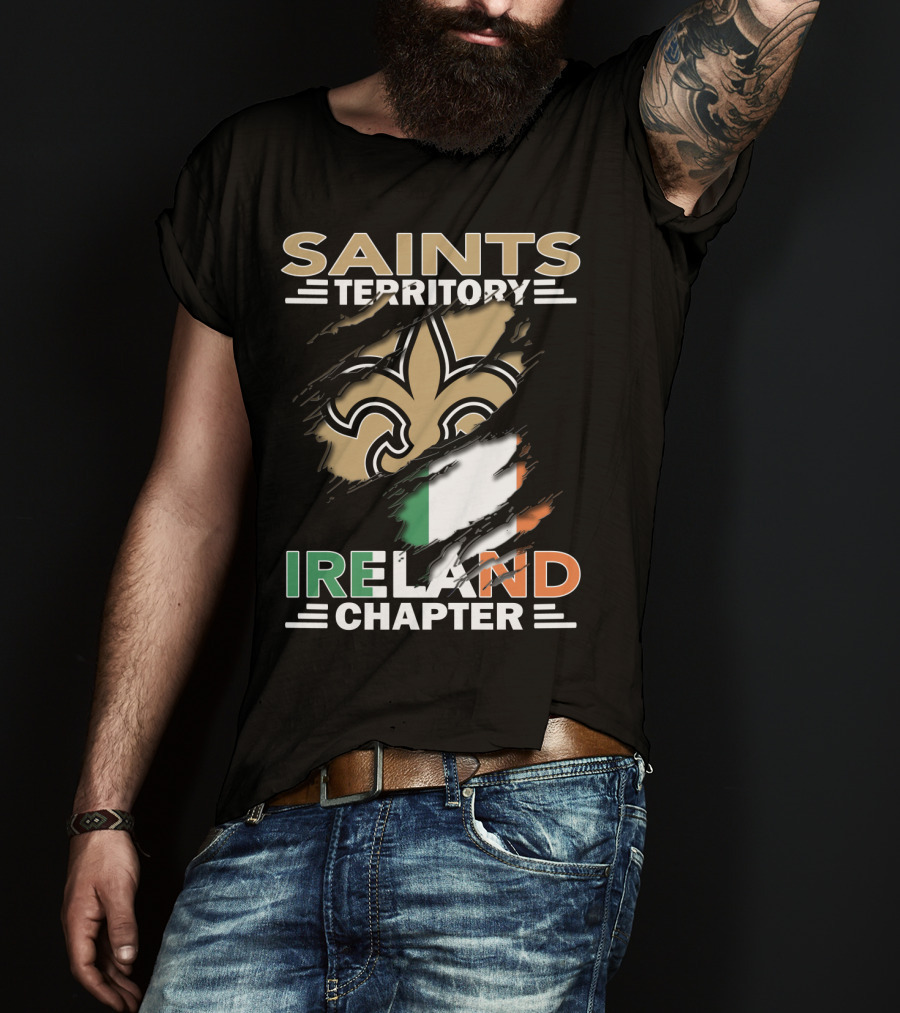 SAINTS TERRITORY IRELAND CHAPTER Fleur-de-Lis With Irish Flag T-Shirt