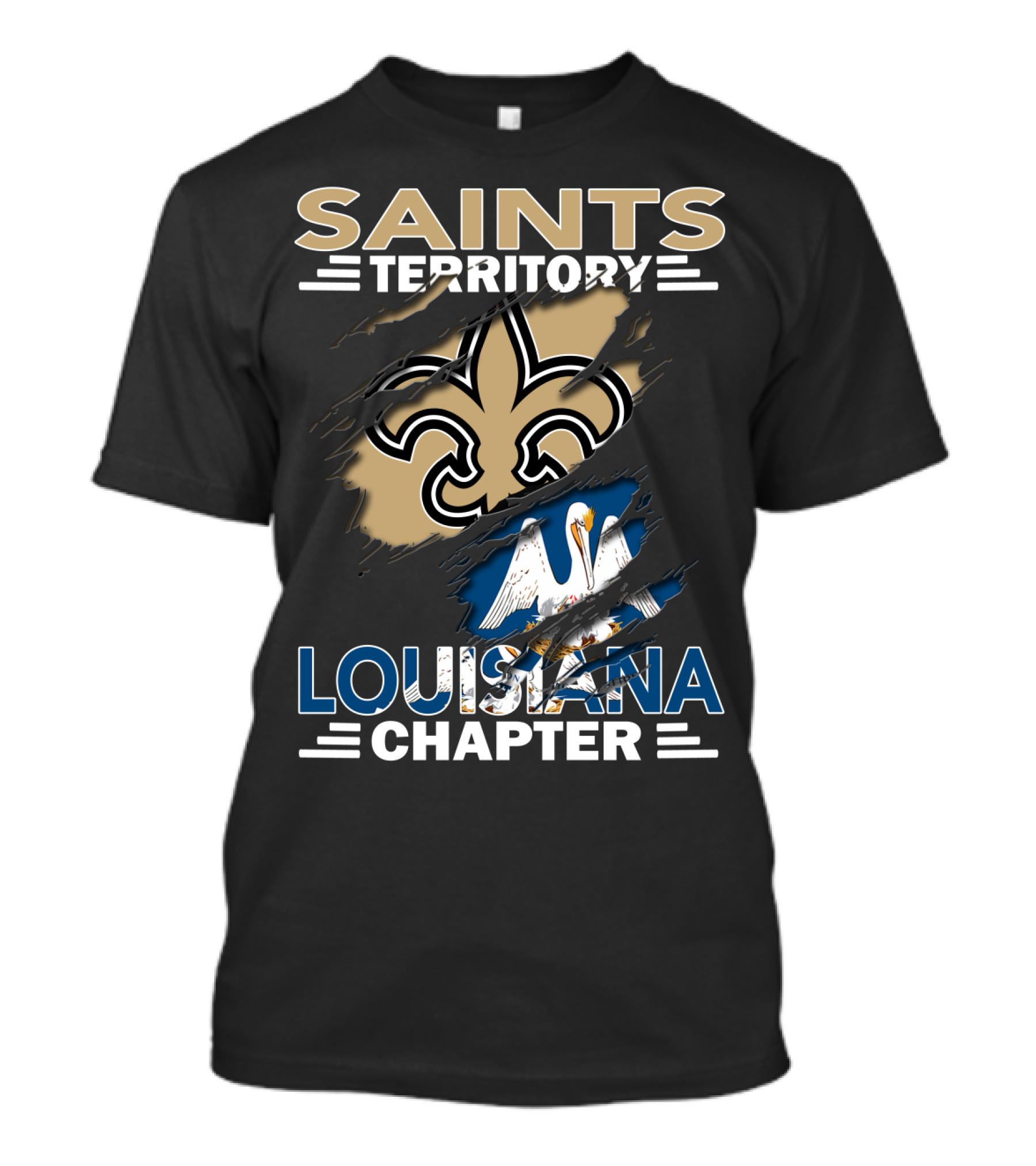 Saints Territory Louisiana Chapter Fleur-de-Lis Pelican Emblem T-Shirt