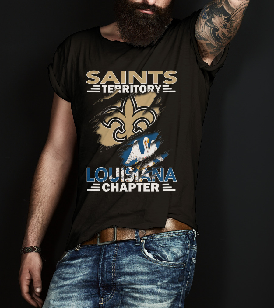 Saints Territory Louisiana Chapter Fleur-de-Lis Pelican Emblem T-Shirt