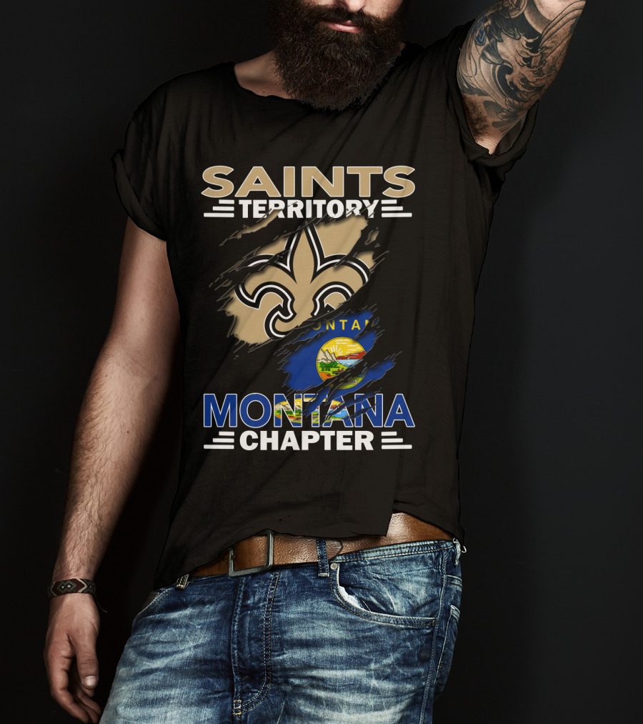 Saints Territory Montana Chapter Fleur-De-Lis State Flag Iconic Symbol T-Shirt