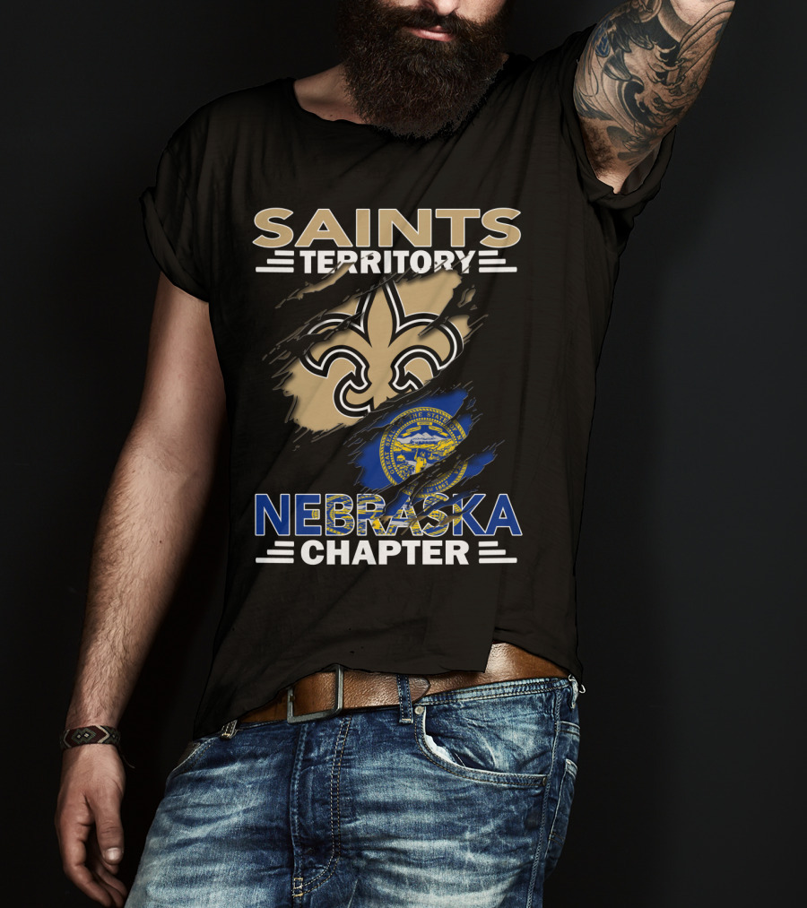 Saints Territory Nebraska Chapter Fleur-De-Lis Nebraska State Seal T-Shirt