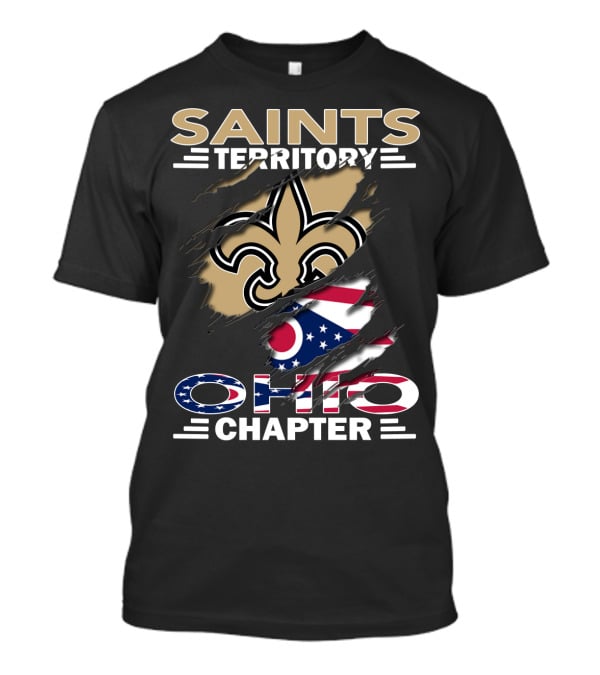Saints Territory Ohio Chapter Flag And Fleur-de-Lis Ripped T-Shirt