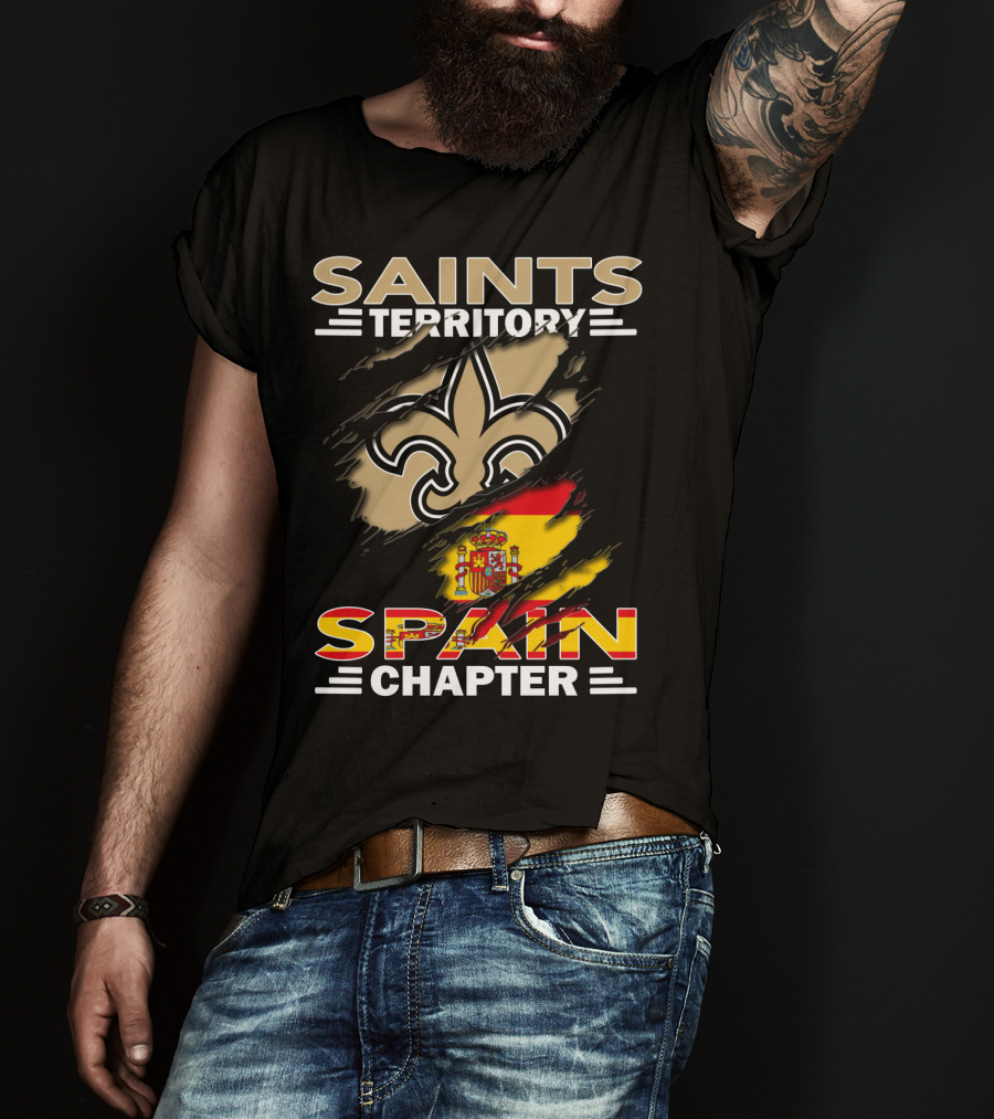 Saints Territory Fleur-De-Lis Spain Chapter Flag T-Shirt