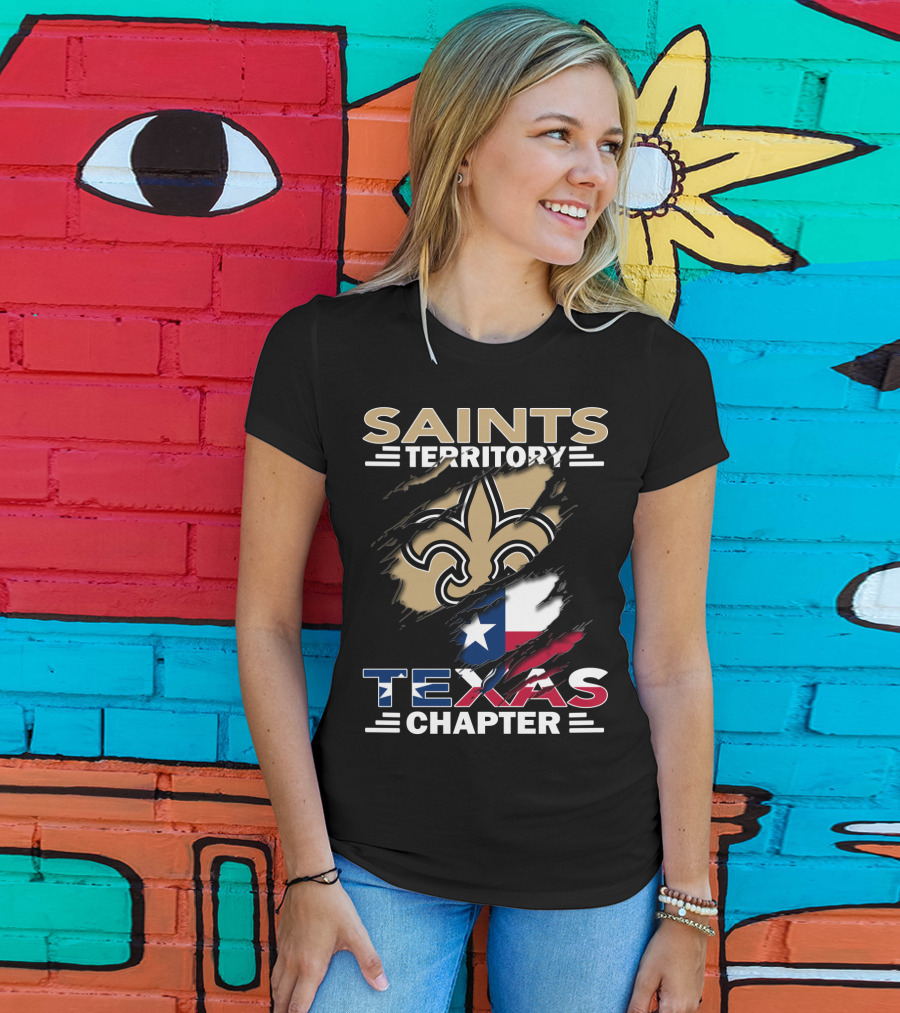 Saints Territory Texas Chapter Fleur-de-Lis And Texas Flag T-Shirt