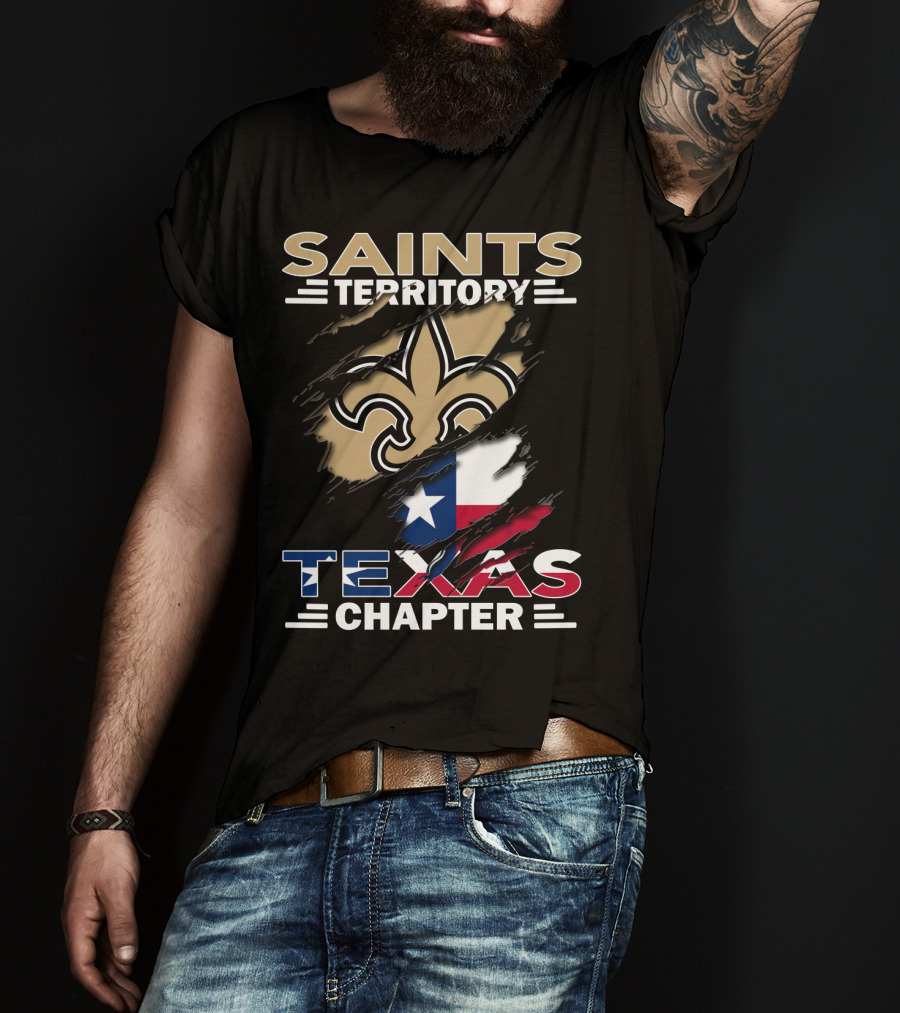 Saints Territory Texas Chapter Fleur-de-Lis And Texas Flag T-Shirt
