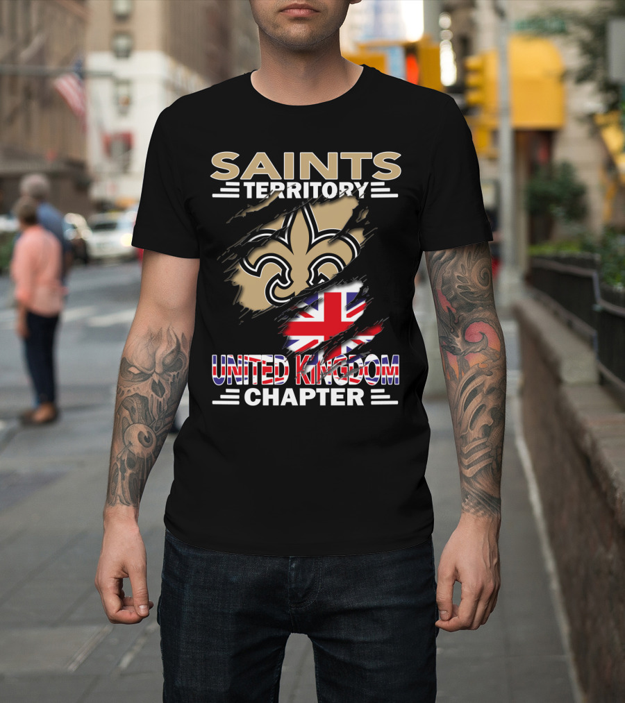 Saints Territory United Kingdom Chapter Fleur-de-lis and Union Jack T-Shirt