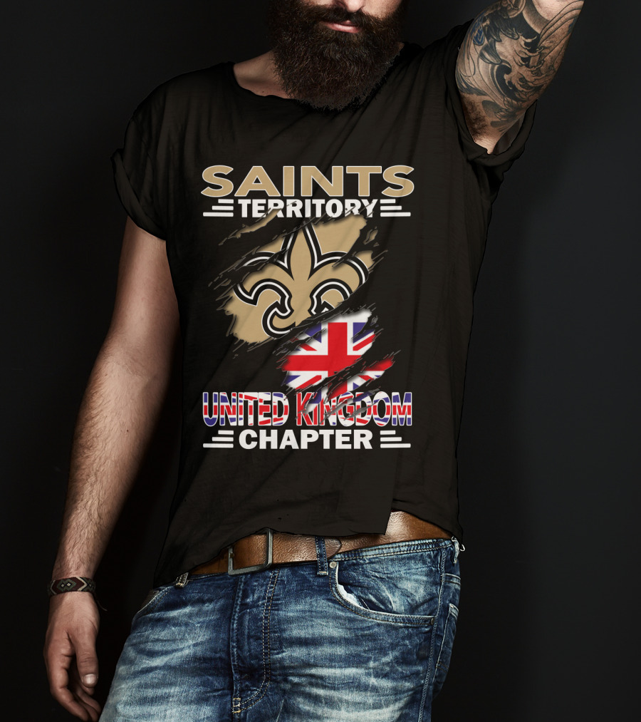 Saints Territory United Kingdom Chapter Fleur-de-lis And Union Jack T-Shirt