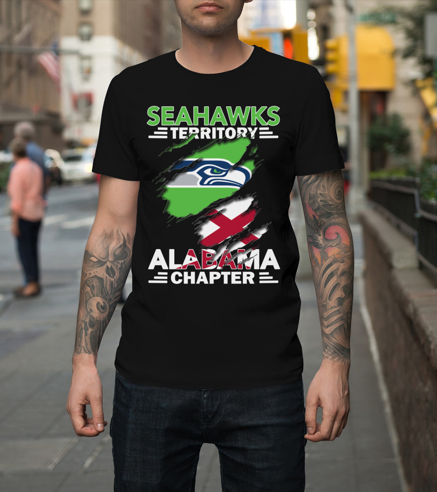 Seahawks Territory Alabama Chapter Flag With Ripped T-Shirt