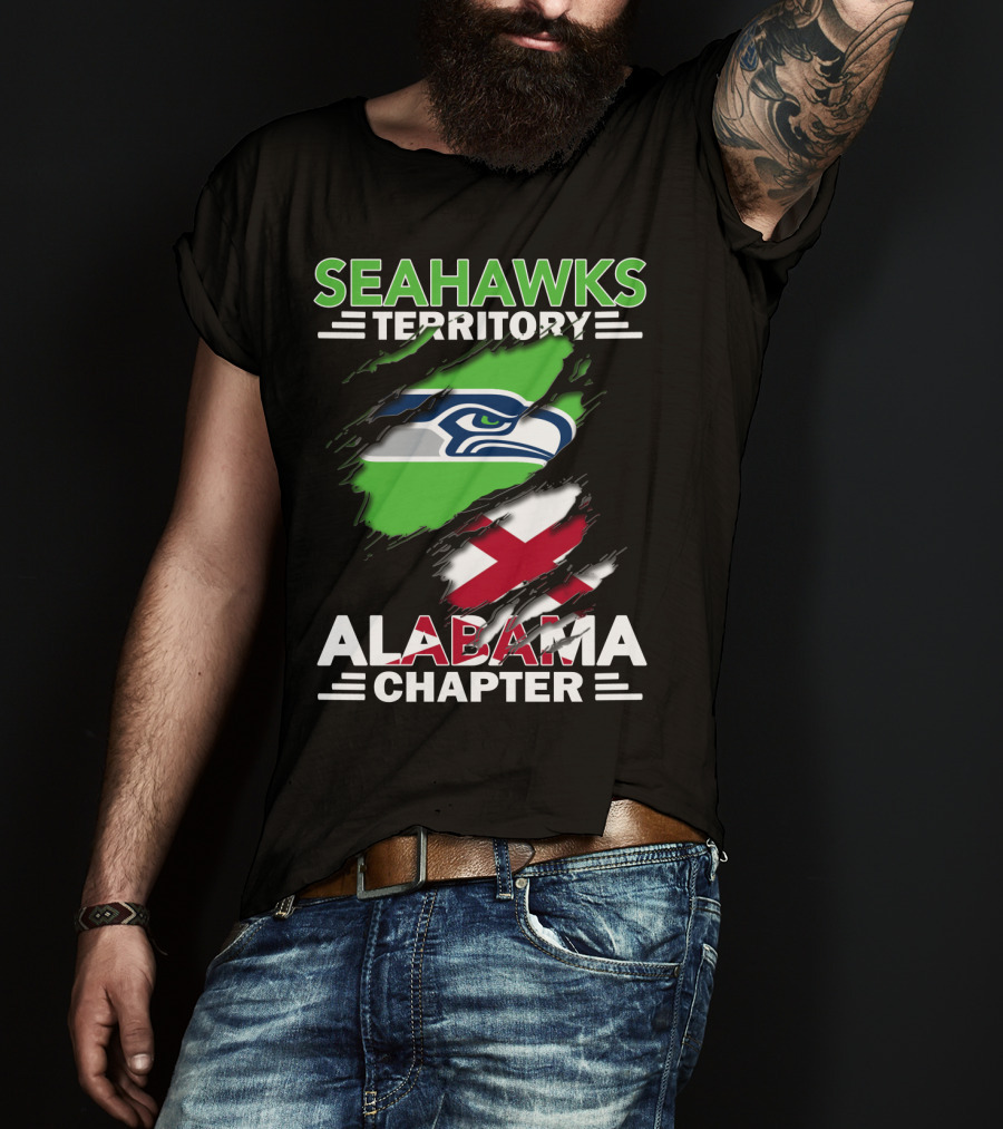 Seahawks Territory Alabama Chapter Flag With Ripped T-Shirt