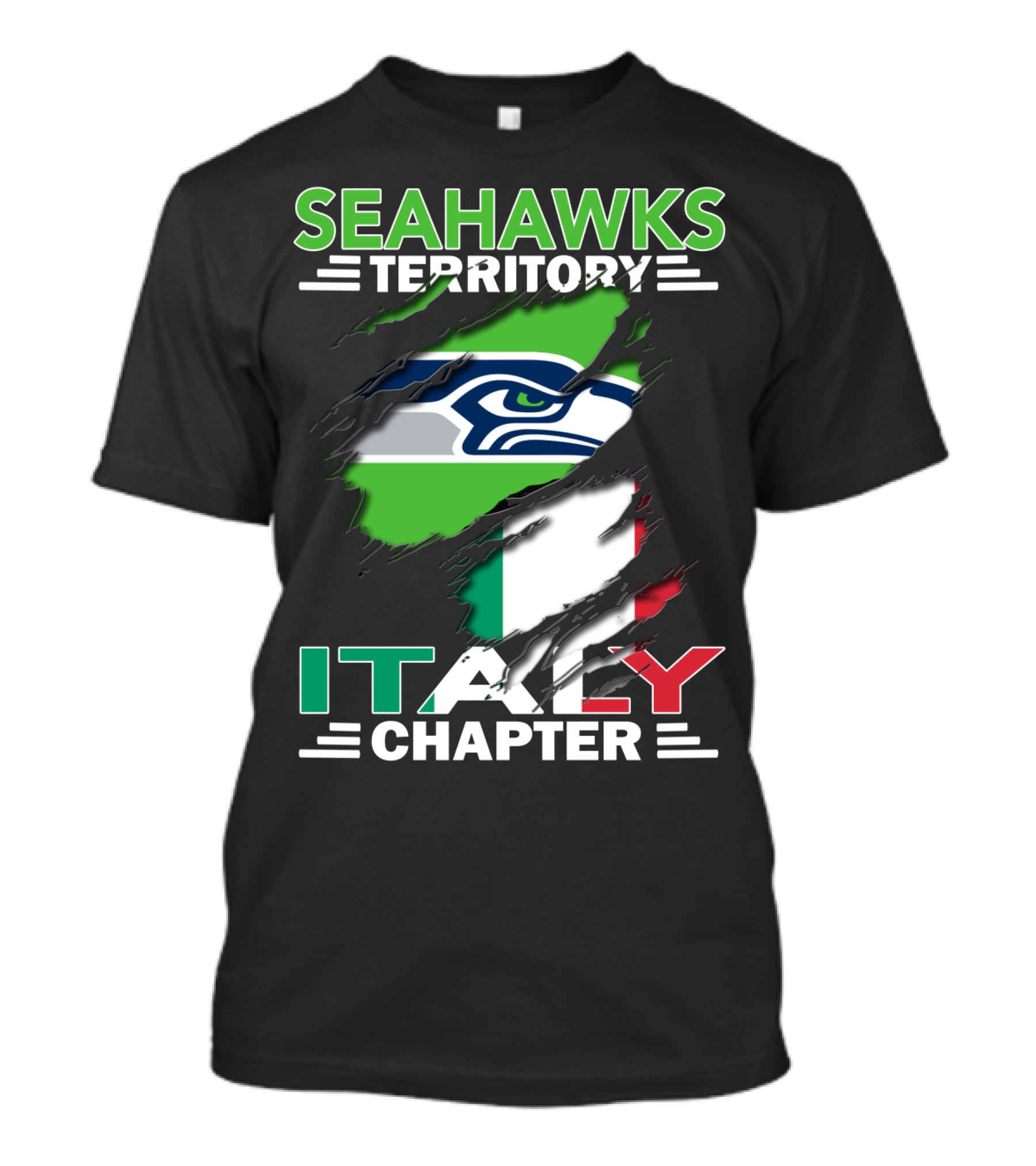 Seahawks Territory Italy Chapter With Italian Flag And Seahawks T-Shirt