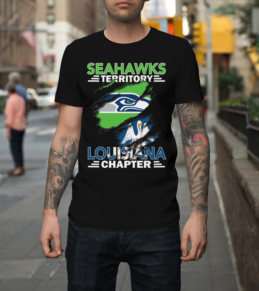 SEAHWKS TERRITORY LOUISIANA CHAPTER Seahawks Logo And Louisiana Flag T-Shirt