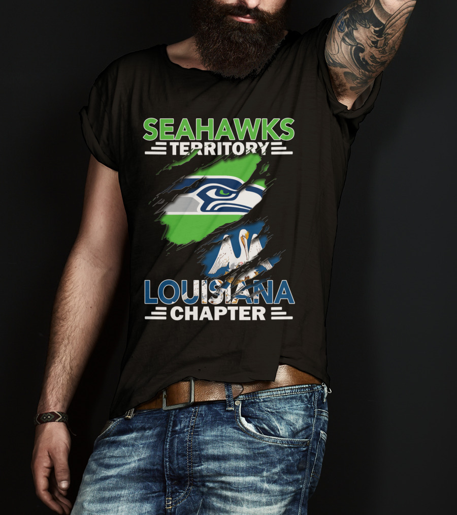 SEAHWKS TERRITORY LOUISIANA CHAPTER Seahawks Logo And Louisiana Flag T-Shirt