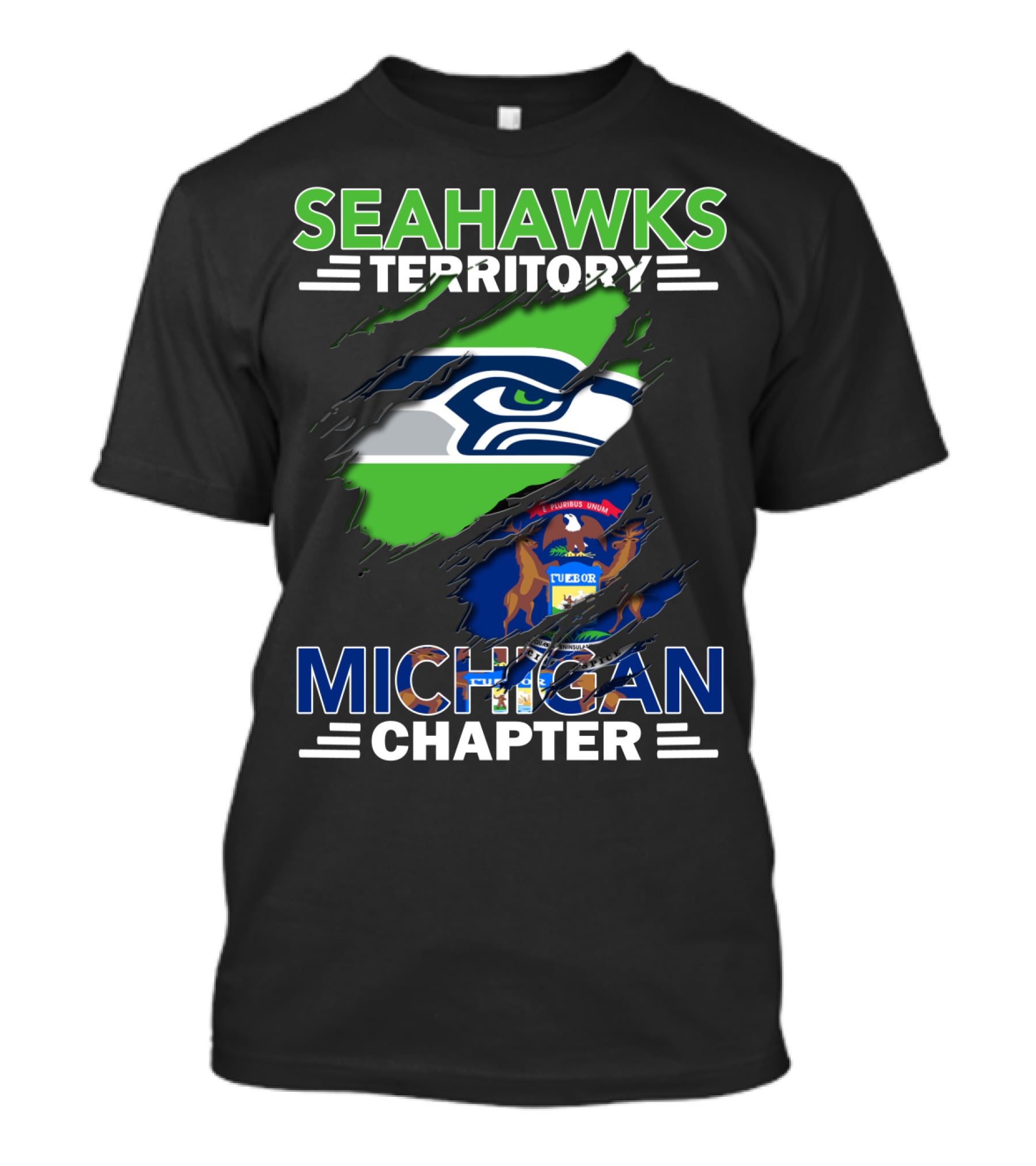 Seahawks Territory Michigan Chapter State And Team Logo Integration T-Shirt