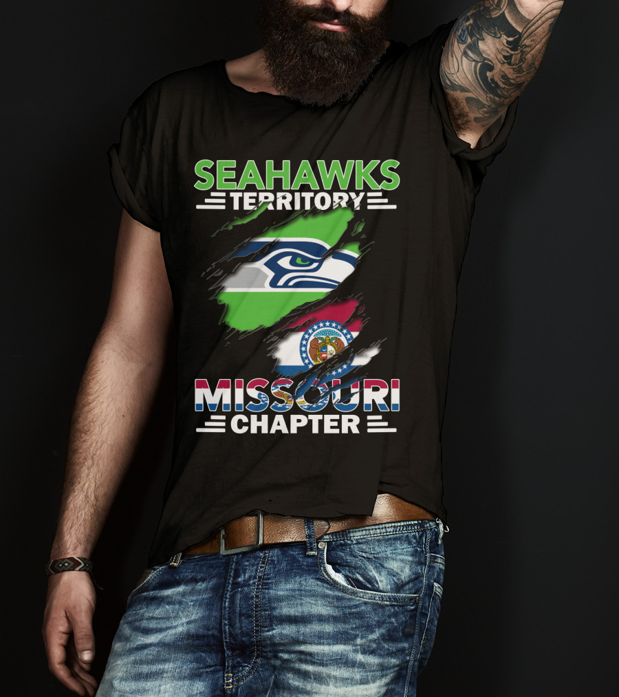 Seahawks Territory Missouri Chapter Flag And Logo Integration T-Shirt