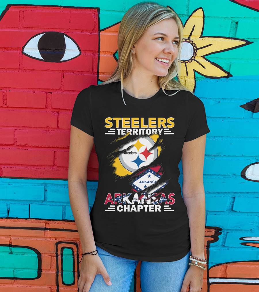 Steelers Territory Arkansas Chapter Steelers Logo Arkansas Flag T-Shirt