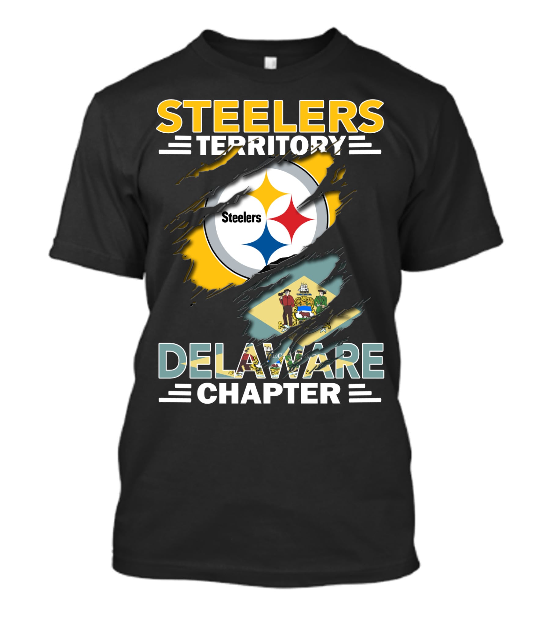 Steelers Territory Delaware Chapter Flag And Logo Integration T-Shirt