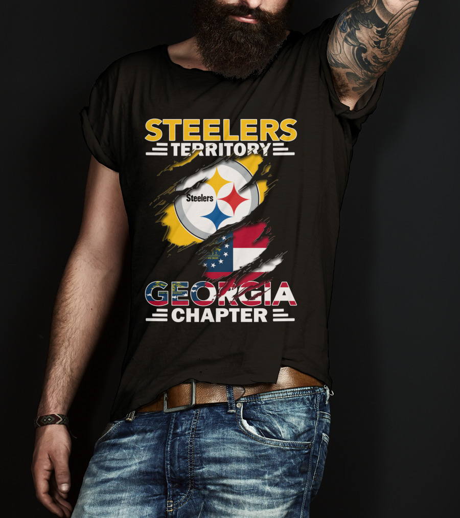 Steelers Territory Georgia Chapter American Flag T-Shirt