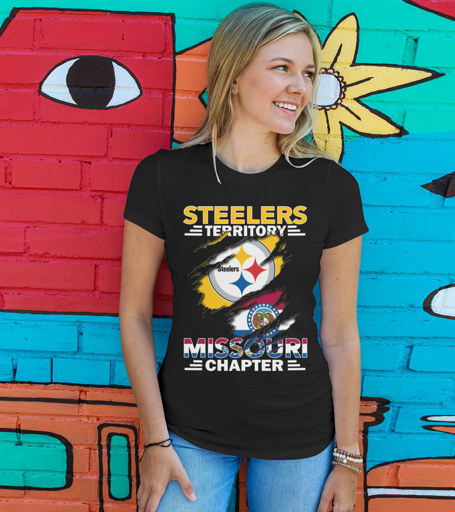 Steelers Territory Missouri Chapter Emblem With State Flag T-Shirt