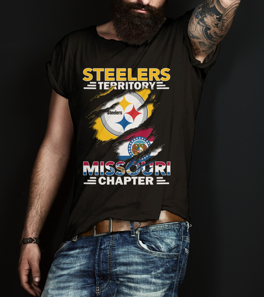Steelers Territory Missouri Chapter Emblem With State Flag T-Shirt