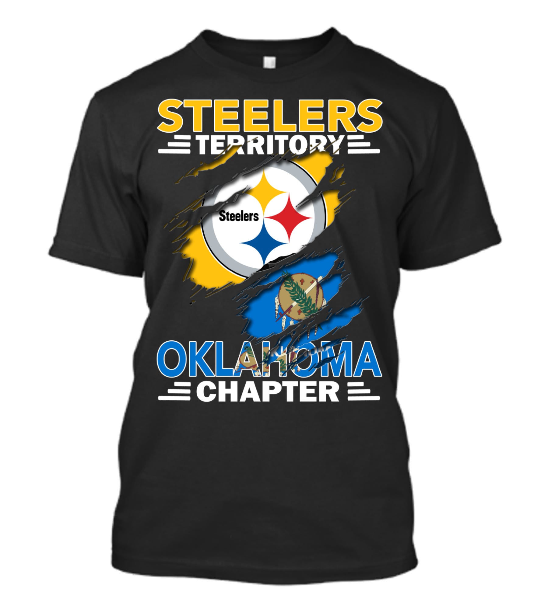 Steelers Territory Oklahoma Chapter Logo With State Flag T-Shirt