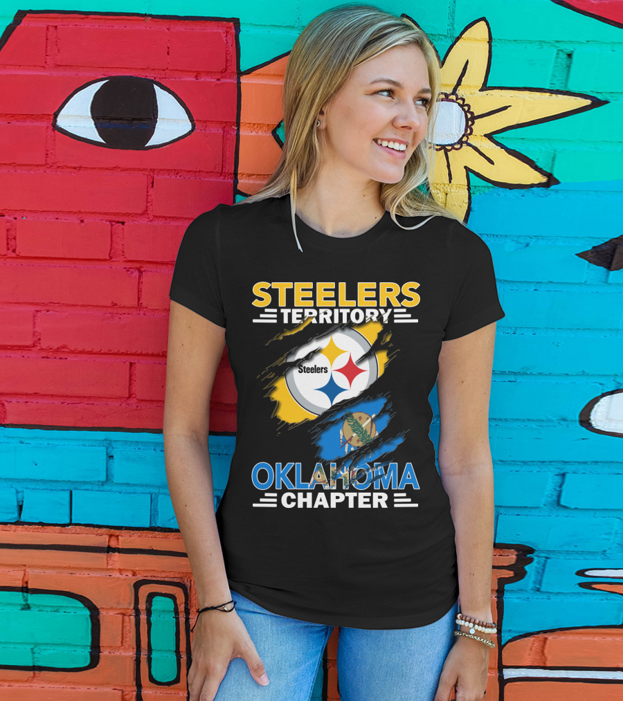 Steelers Territory Oklahoma Chapter Logo With State Flag T-Shirt