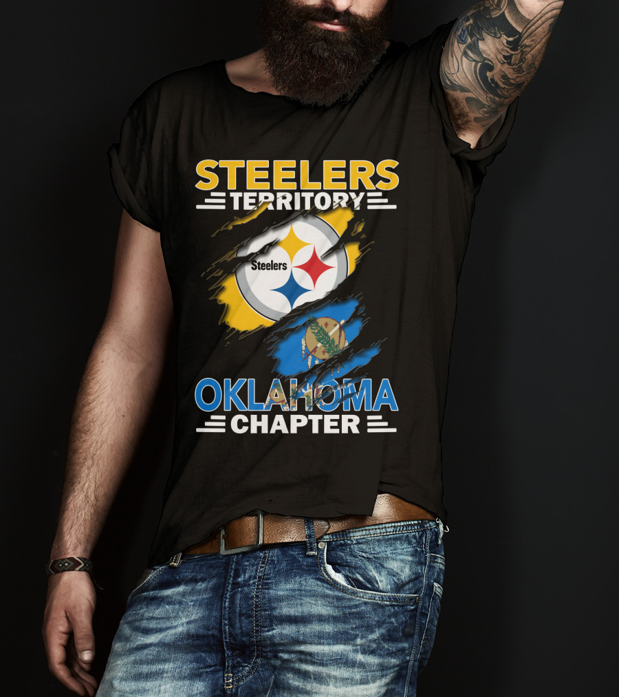 Steelers Territory Oklahoma Chapter Logo With State Flag T-Shirt