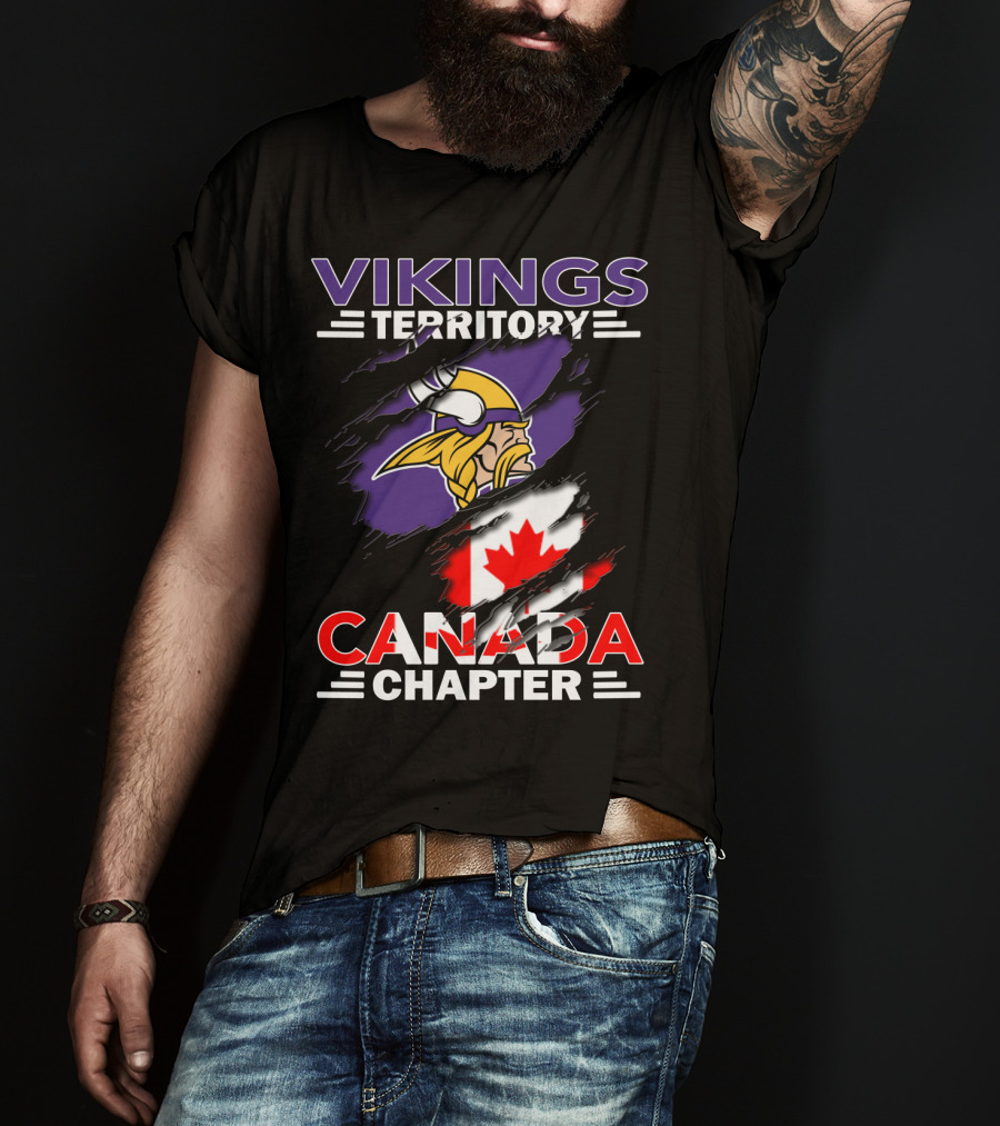 Vikings Territory Canada Chapter Canadian Flag And Viking Head T-Shirt