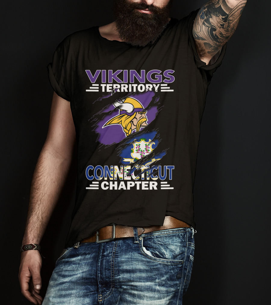 Vikings Territory Connecticut Chapter With Viking And Connecticut State Symbols T-Shirt