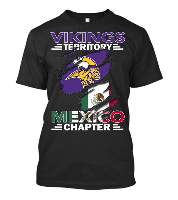 Vikings Territory Mexico Chapter NFL Team Fan Club Mexican Flag T-Shirt