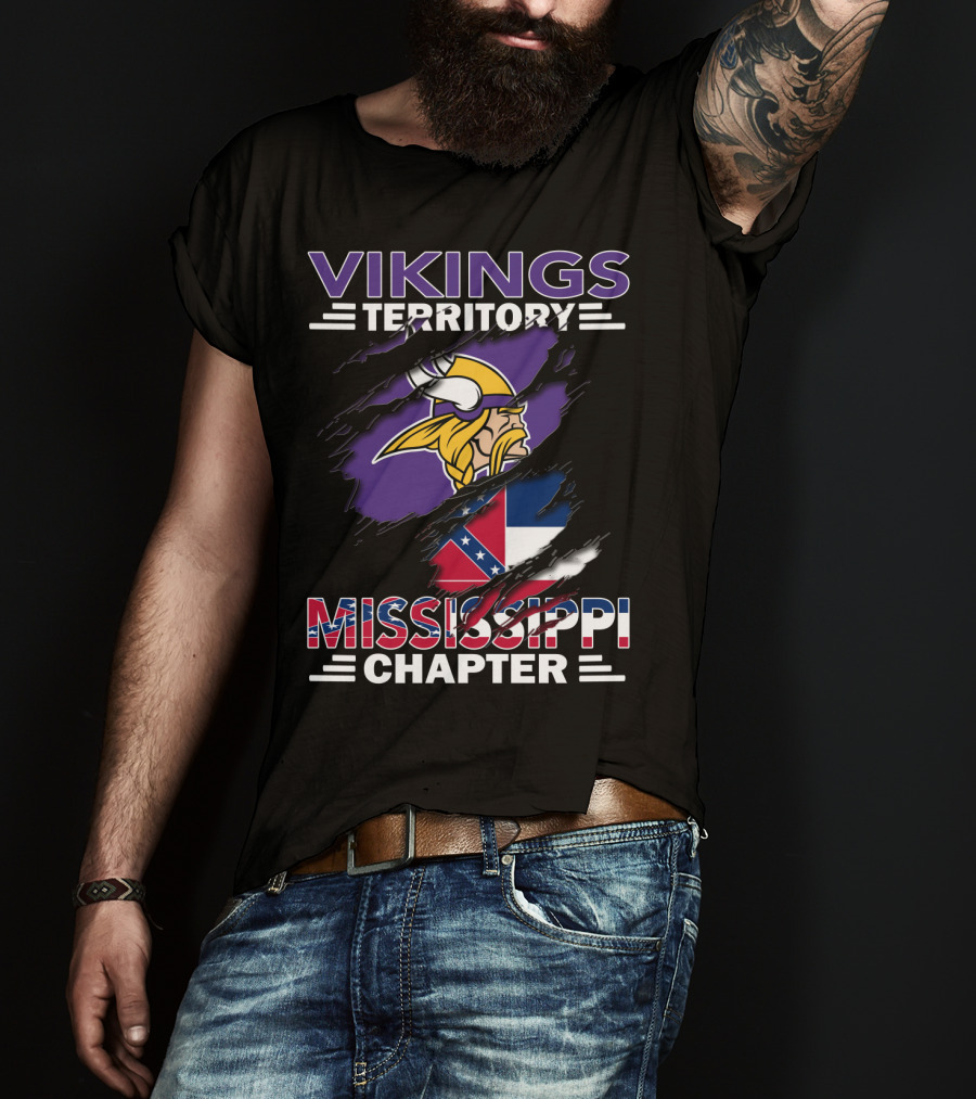 Vikings Territory Mississippi Chapter Nordic Warrior Symbol And Southern Flag Fusion T-Shirt