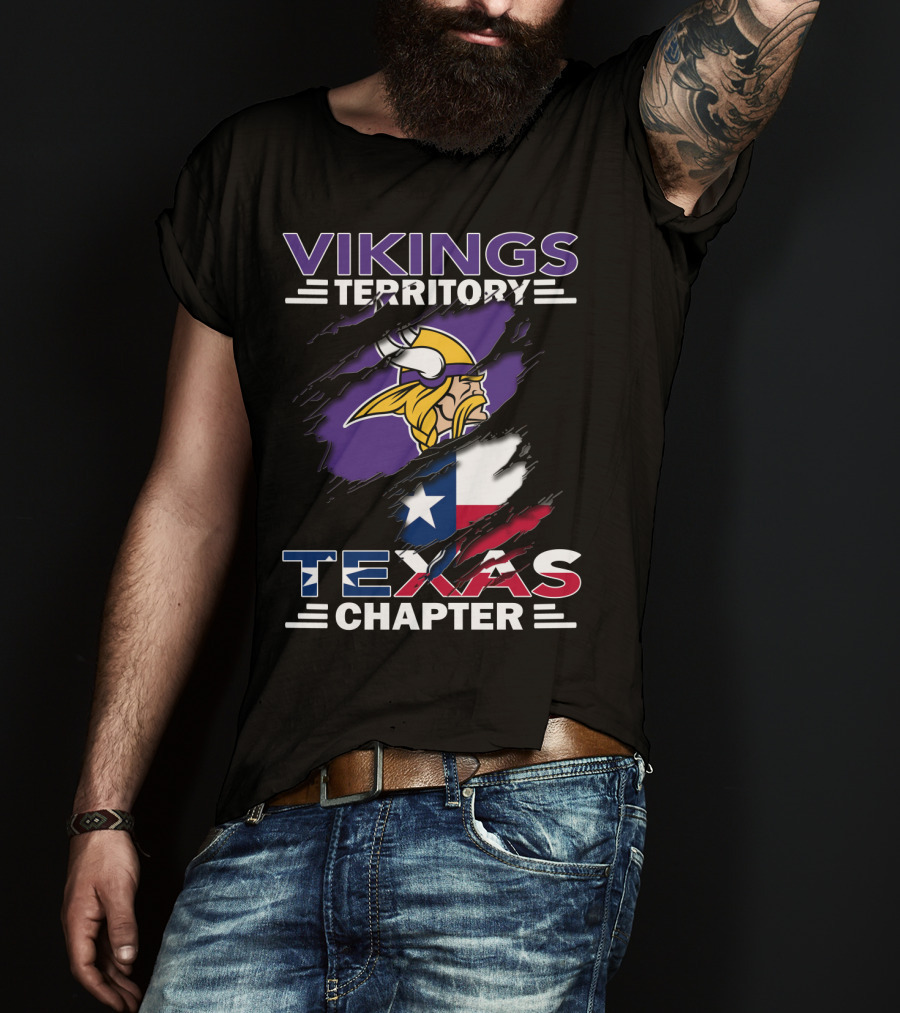 Vikings Territory Texas Chapter Minnesota Football And Lone Star State Flag T-Shirt