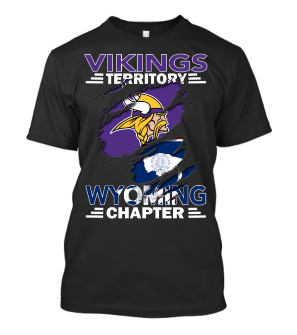 Vikings Territory Wyoming Chapter With Viking Helmet And Wyoming Flag Elements T-Shirt