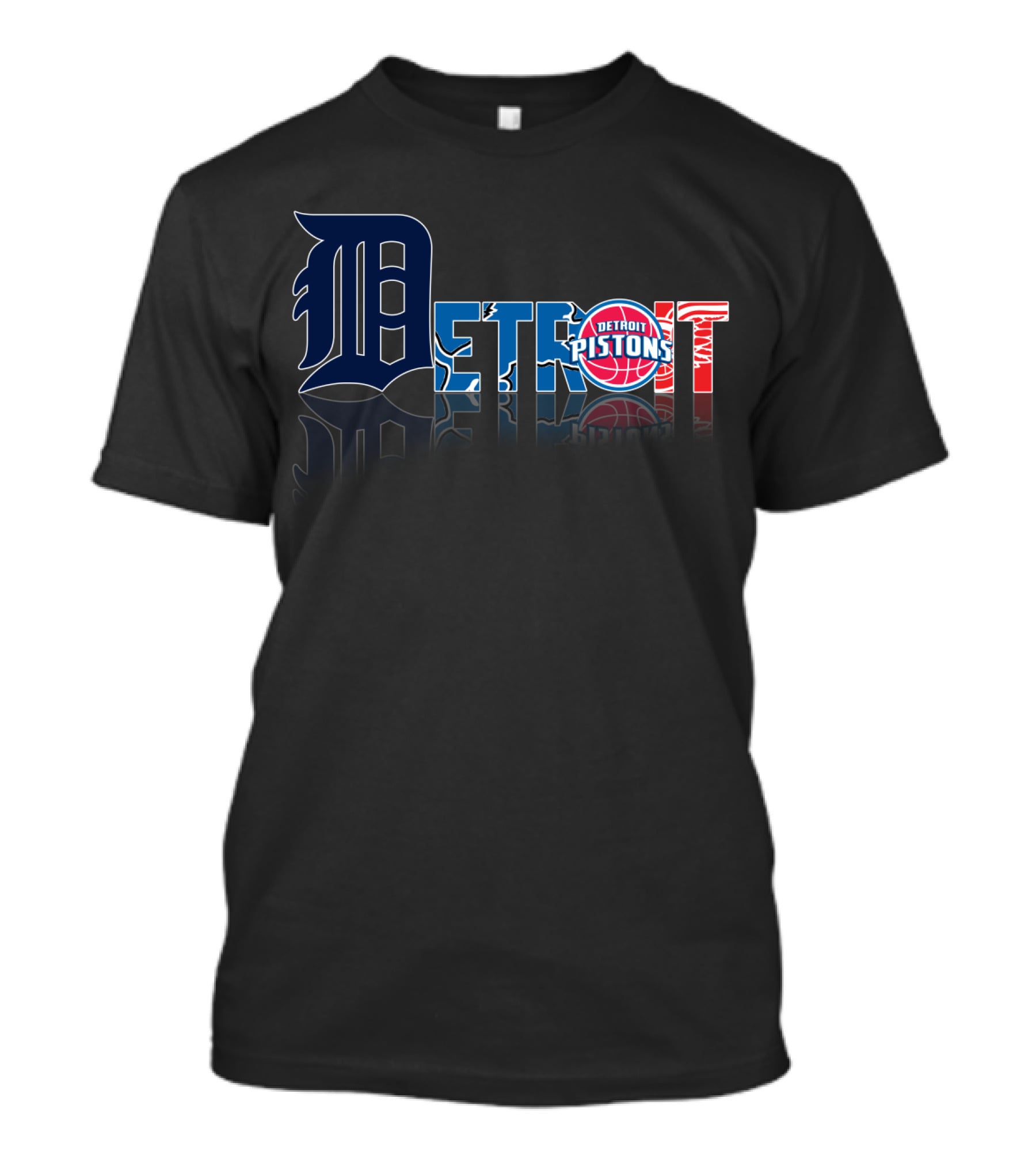 Detroit Pistons And Detroit Tigers Logo Style Fusion T-Shirt